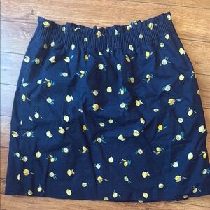 Lemon Navy Print linen Skirt
